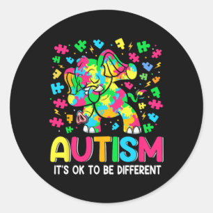 Pegatina Redonda Está bien ser diferente conciencia de autismo
