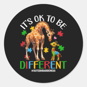 Pegatina Redonda Está Bien Ser Diferente Concienciación De Autismo 