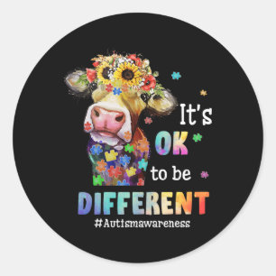 Pegatina Redonda Está bien ser un autismo diferente para el puzzle
