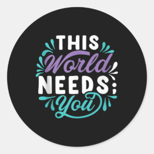 Pegatina Redonda Esta camiseta sin mangas del mundo necesita 