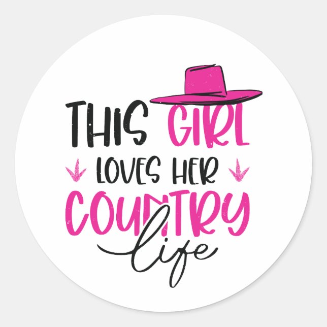 Pegatina Redonda Esta Chica ama su vida en el campo (Anverso)