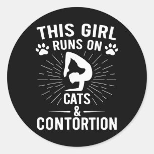 Pegatina Redonda Esta Chica Funciona Con Gatos Y Yoga De Contorsión