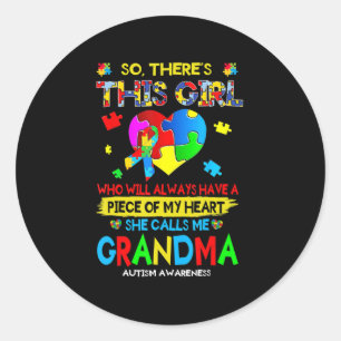 Pegatina Redonda Esta Chica me llama "autismo de la abuela"