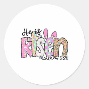 Pegatina Redonda Está Creciendo La Cruz Cristiana Conejita Feliz Dí