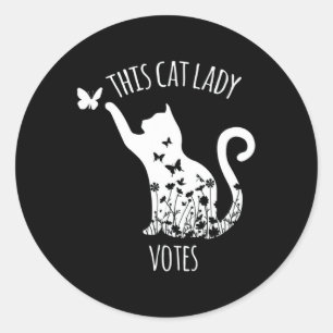 Pegatina Redonda Esta dama de gato vota a las damas está votando Ka