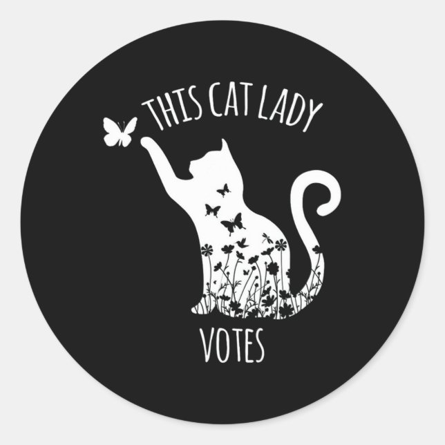 Pegatina Redonda Esta dama de gato vota a las damas está votando Ka (Anverso)