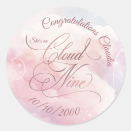 Pegatina Redonda Está en la Nueve Ducha Bridal de Nube