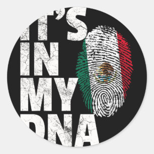 Pegatina Redonda Está En Mi Adn Bandera Mexicana De México Cinco De