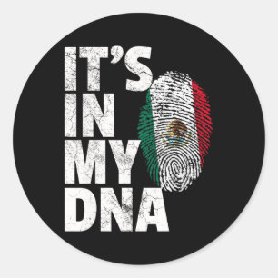 Pegatina Redonda Está en mi ADN La bandera mexicana Cinco De Mayo G