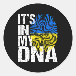 Pegatina Redonda Está en mi ADN Ucrania Hombres retro de bandera uc