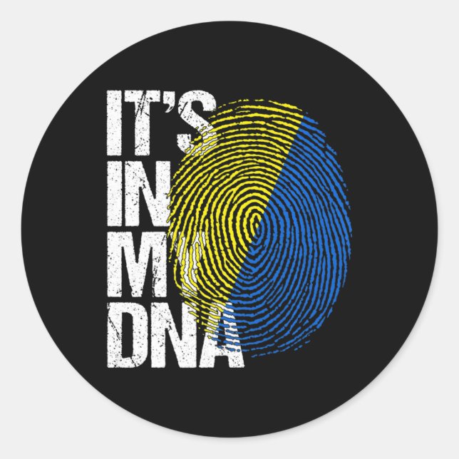 Pegatina Redonda Está en mi ADN Ucrania Vieja Retro Ucraniano (Anverso)