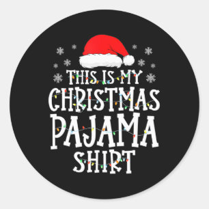 Pegatina Redonda Esta Es La Familia Divertida Pajama De Mis Navidad