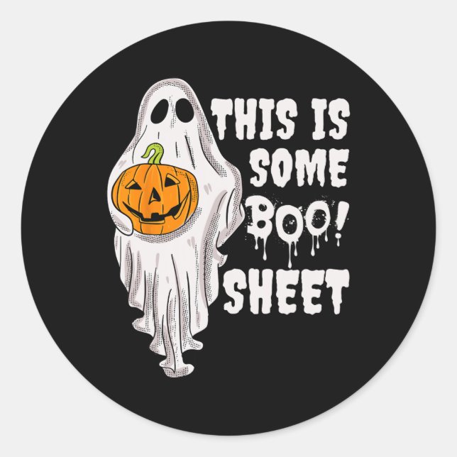 Pegatina Redonda Esta es la hoja de boo Ghost Retro Halloween disfr (Anverso)