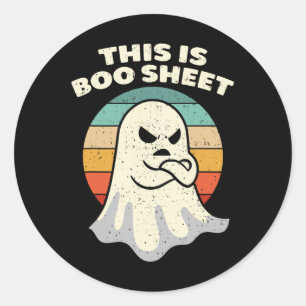 Pegatina Redonda Esta es la hoja de boo Ghost Retro Halloween disfr