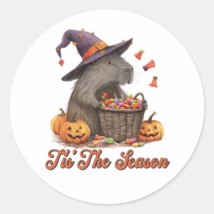 Pegatina Redonda Esta es la temporada de Halloween Capybara