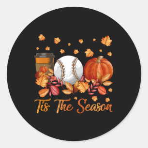 Pegatina Redonda Esta Es La Temporada De La Calabaza De Béisbol Aut