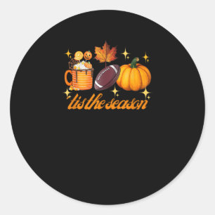 Pegatina Redonda Esta es la temporada de la hoja de calabaza Latte