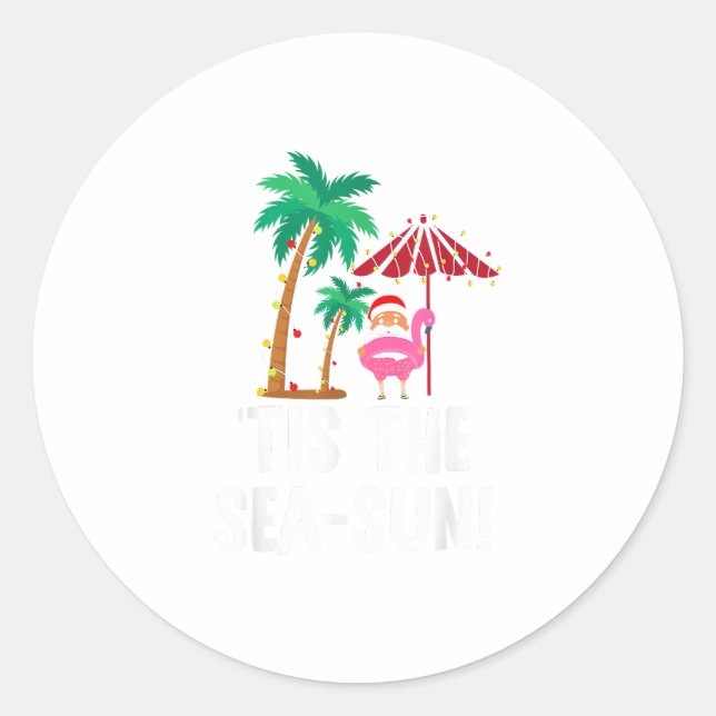 Pegatina Redonda Esta es la temporada de Navidades tropicales Sea-S (Anverso)