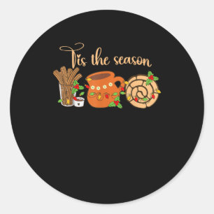 Pegatina Redonda Esta es la temporada Navidades mexicanos Cafecito