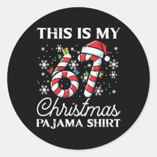 Pegatina Redonda Esta Es Mi 67 Camiseta De Navidad De Pijama Divert