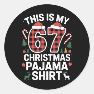 Pegatina Redonda Esta Es Mi 67 Pijama De Navidad