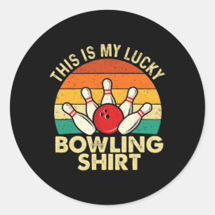 Pegatina Redonda Esta Es Mi Afortunada Camisa De Boliche - Bolera D