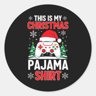Pegatina Redonda Esta es mi camisa de pijama de Navidad para hombre