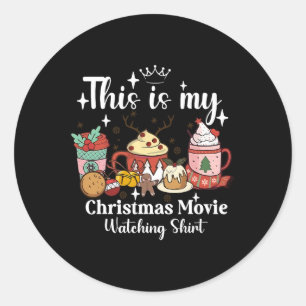 Pegatina Redonda Esta Es Mi Camiseta De Ver Películas De Navidad Fa