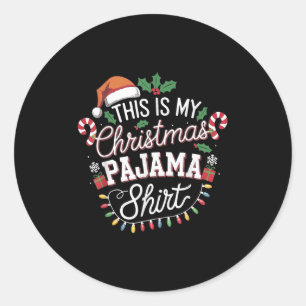 Pegatina Redonda Esta es mi Navidad Pajama Shirghts Lights Hombres 
