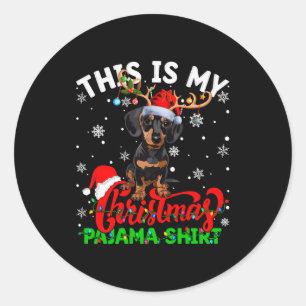 Pegatina Redonda Esta Es Mi Perrita Dachshund Pijama Fea De Navidad