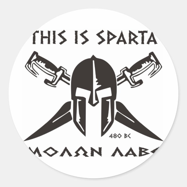 Pegatina Redonda Esta es Sparta - Molon Lave - Negro (Anverso)