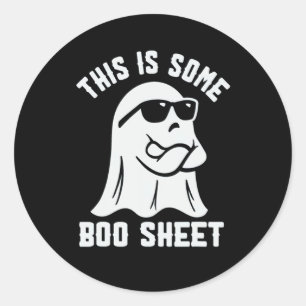 Pegatina Redonda Esta Es Una Hoja De Bote Ghost Cuo Boo Ghost Hallo