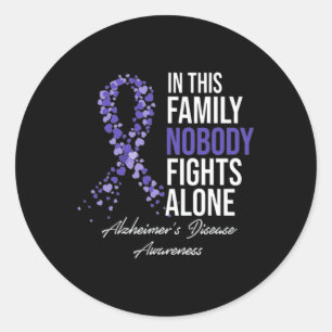 Pegatina Redonda Esta familia nadie lucha solo Alzheimerheimer Br