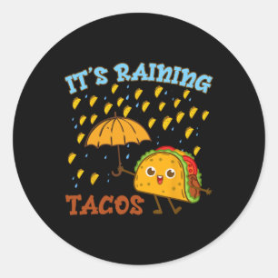 Pegatina Redonda Está Lloviendo Tacos Cinco De Mayo Divertido Niño 