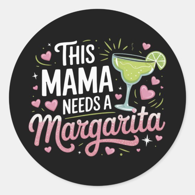 Pegatina Redonda Esta mamá necesita una Margarita - Margarita Mama (Anverso)