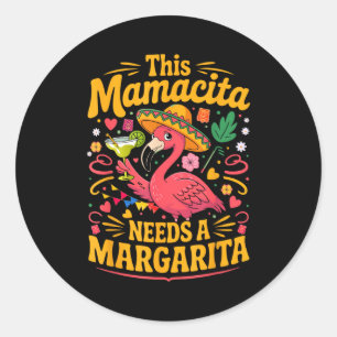 Pegatina Redonda Esta mamacita necesita una margarita flamenco dive