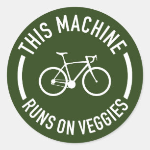 Pegatina Redonda Esta Máquina Funciona En Bicicleta Veggies