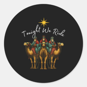 Pegatina Redonda Esta Noche Cabalgamos Navidad, 3 Reyes Magos, Cris