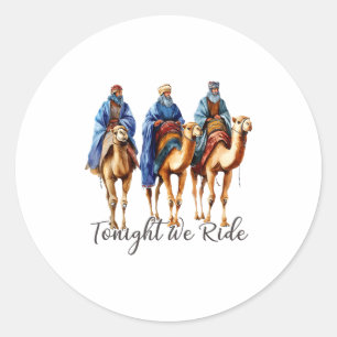 Pegatina Redonda Esta Noche Cabalgamos Navidad, 3 Reyes Magos Diver