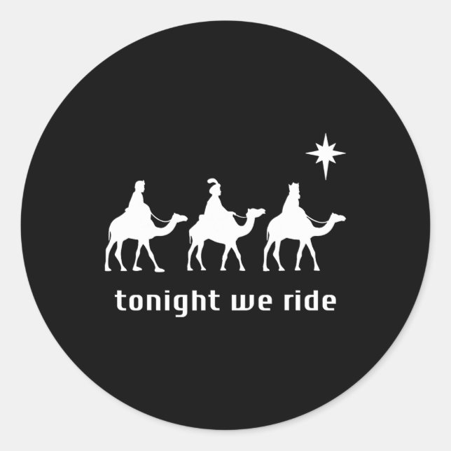 Pegatina Redonda Esta Noche Los Navidades Viajamos Con Camel Ride C (Anverso)