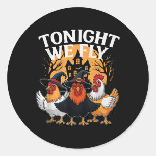 Pegatina Redonda Esta Noche Volamos - Halloween con pollo picante