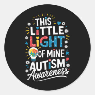 Pegatina Redonda Esta pequeña luz de la conciencia del autismo en e