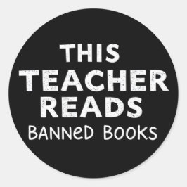 Pegatina Redonda Esta Profesora Lee Gráficos de Libros Prohibidos