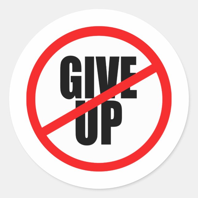 Pegatina Redonda está prohibido rendirse (Anverso)