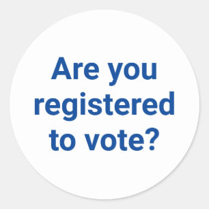 Pegatina Redonda ¿Está registrado para votar? personalizado azul y 