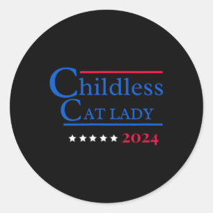 Pegatina Redonda Esta señorita de gato sin hijos está votando por K