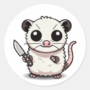 Pegatina Redonda Estabilidad: El Kawaii Possum
