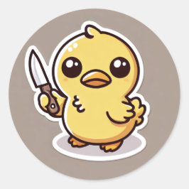 Pegatina Redonda Estabilidad: el pato Kawaii