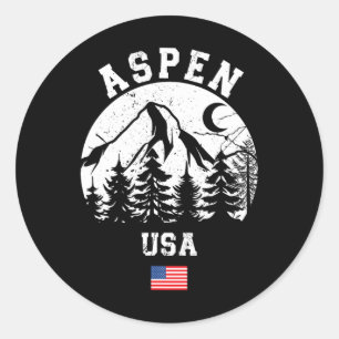 Pegatina Redonda Estación de esquí alpino Aspen Colorado