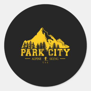 Pegatina Redonda Estación De Esquí Alpino De Park City Utah Eeuu